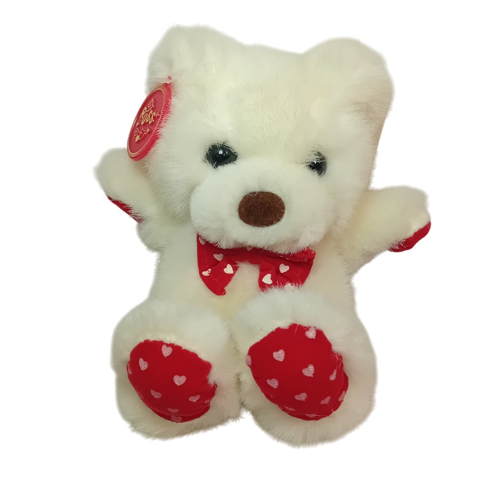 NWT New Vintage‎ 90s Russ Caress Binkie White Teddy Bear Plushie Stuffed Animal
